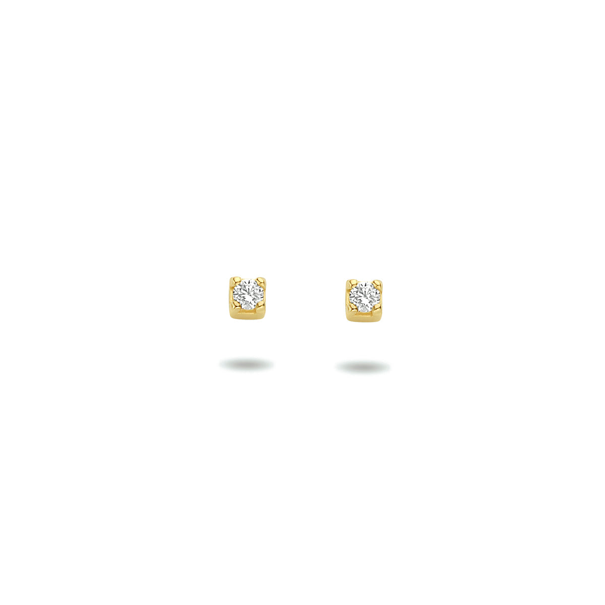 14krt geelgouden oorstekers zirkonia | 1,5mm