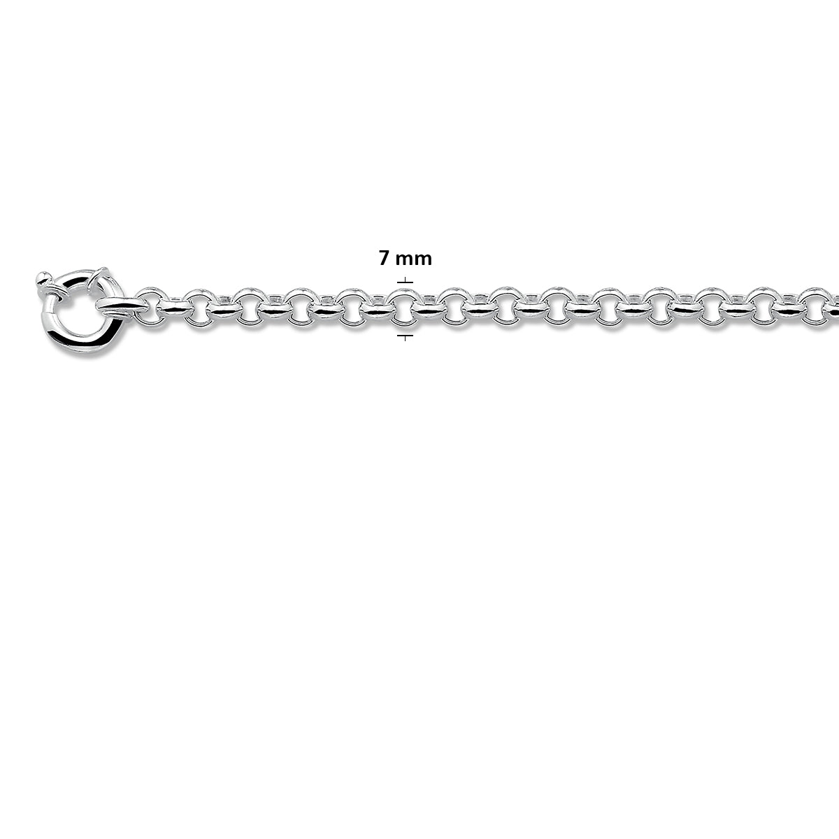 Zilveren collier jasseron 7mm met groot veerslot | 50cm