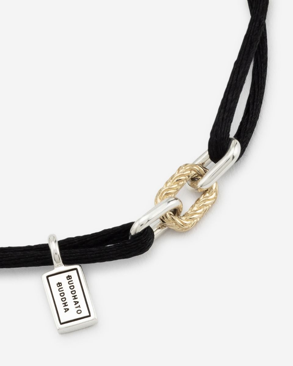 BUDDHATOBUDDHA - Armband Katja Link bicolor koord zwart | M