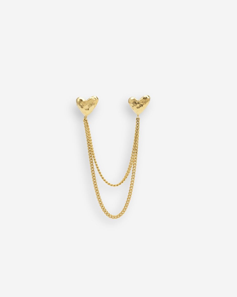 BUDDHATOBUDDHA - Dubbel hart oorsteker verguld single piece | 5,5mm