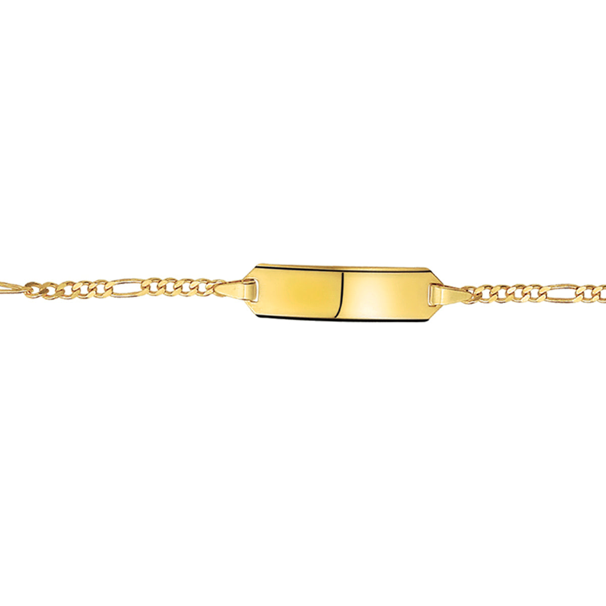 9krt geelgouden graveerarmband figaro plaat 5mm | 11-13cm