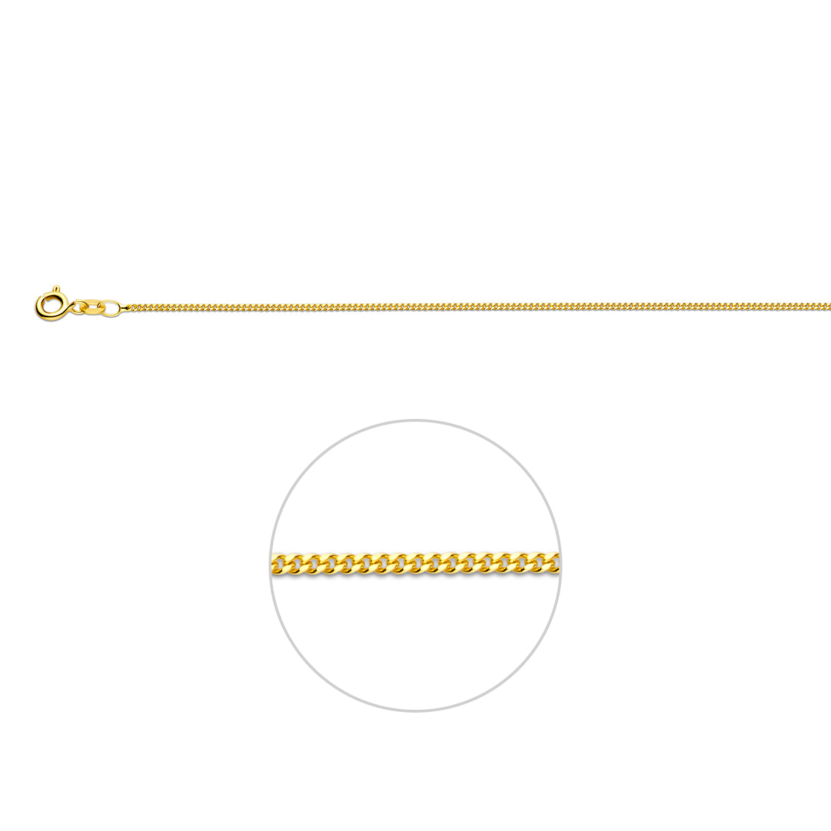 Doublé geelkleurig lengtecollier - gourmette 1,2mm