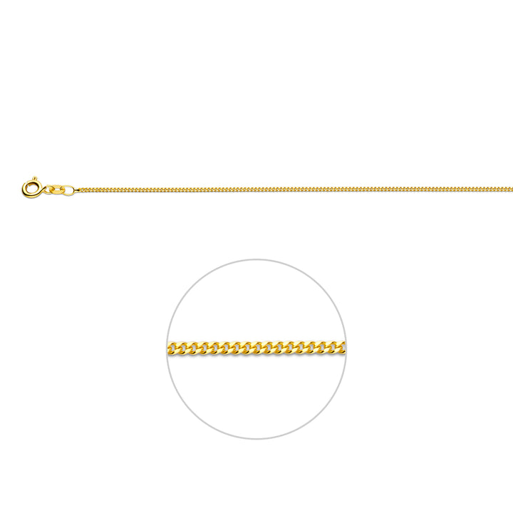 Doublé geelkleurig lengtecollier - gourmette 1,2mm