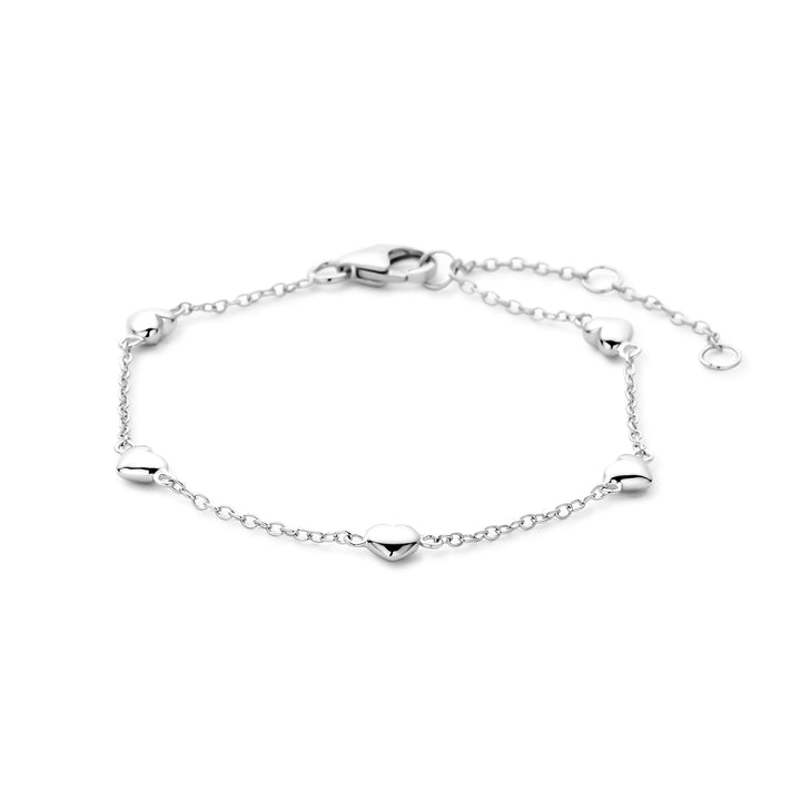 Zilveren armband hartjes 1.2mm | 13-14,5-16cm