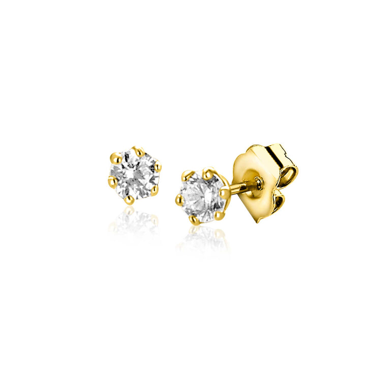 2,5mm ZINZI Gold 14krt gouden oorstekers met ronde witte zirconia in zespootchaton ZGO562
