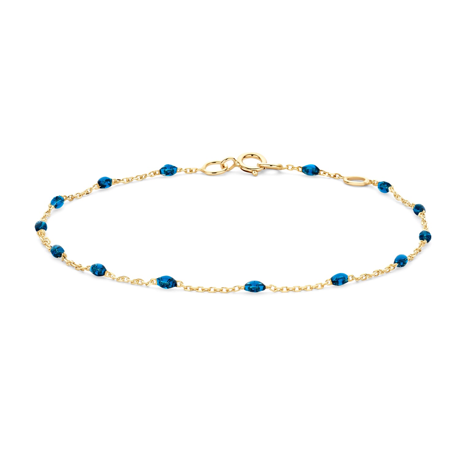 Blush Armband 2226YRB - Geel Goud (14k) met Resin Blauw