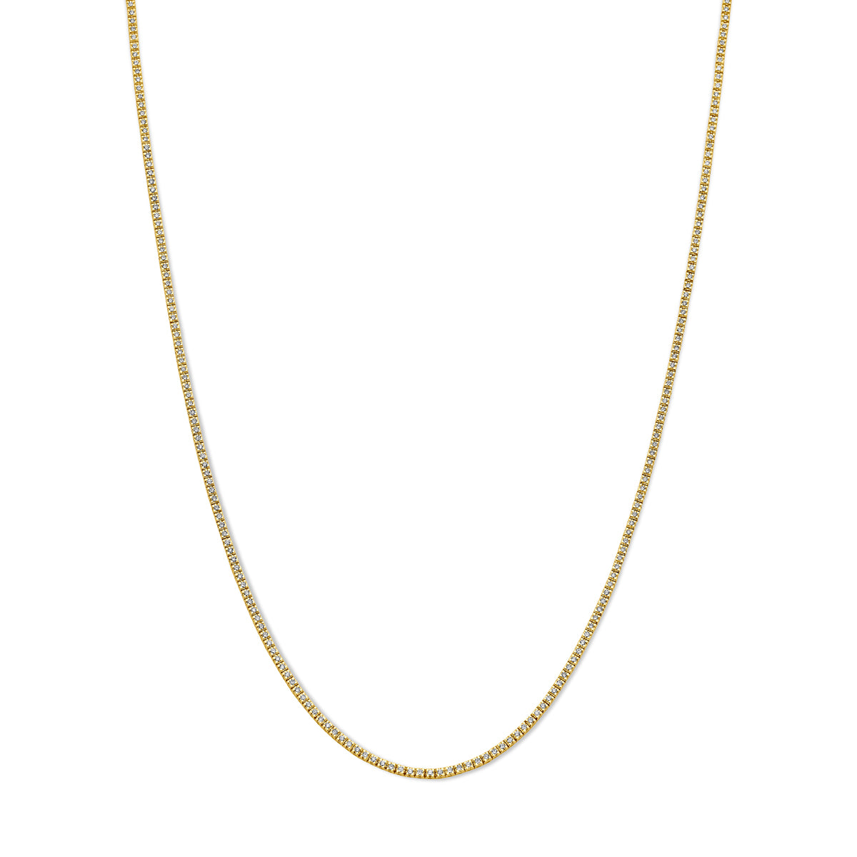 14krt geelgouden tenniscollier met 2.00ct lab grown diamant GSI | 1,9mm | 42cm