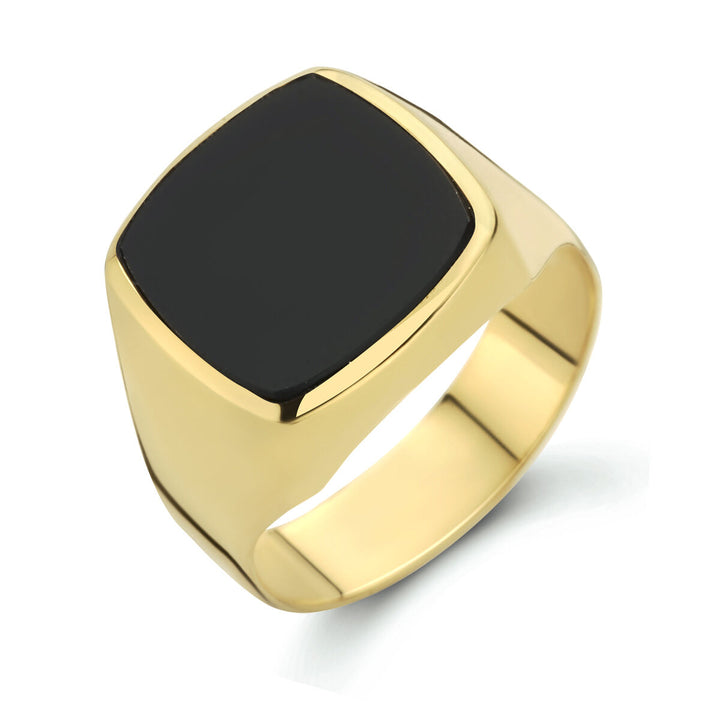 14kt geelgouden zegelring uitgevoerd met een schitterende onyx 17.5mm