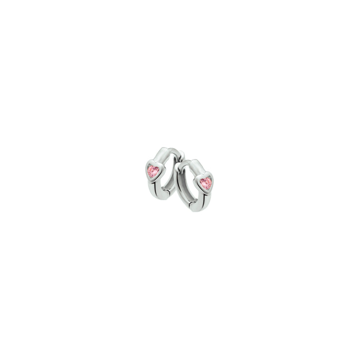 Zilveren klapoorringen met roze zirkonia | 10x3,5mm