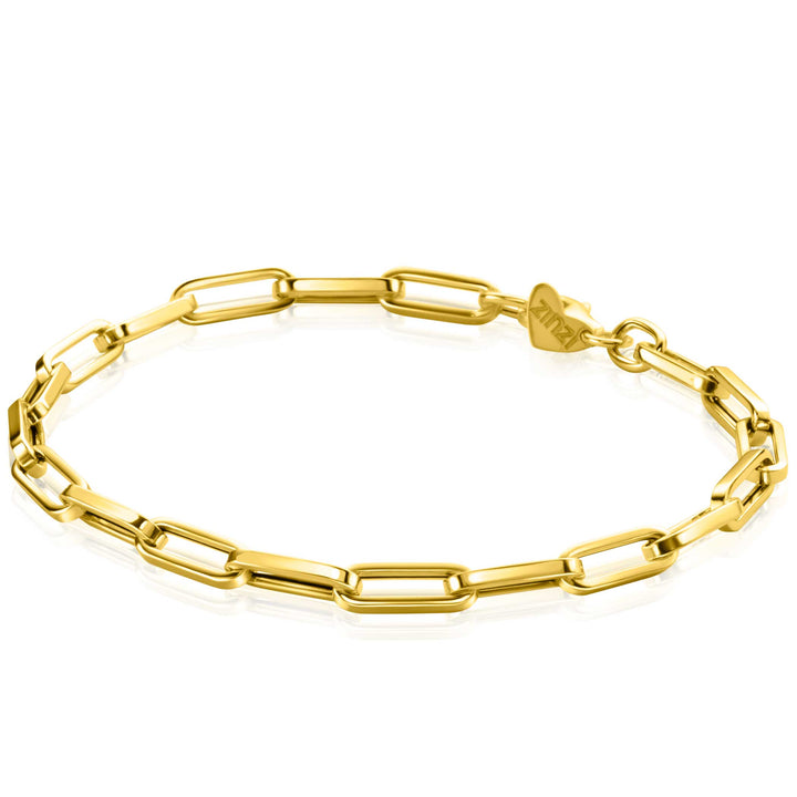 ZINZI Gold 14 krt gouden armband met trendy paperclip/closed for ever schakels 4mm breed. lengte 19cm ZGA347