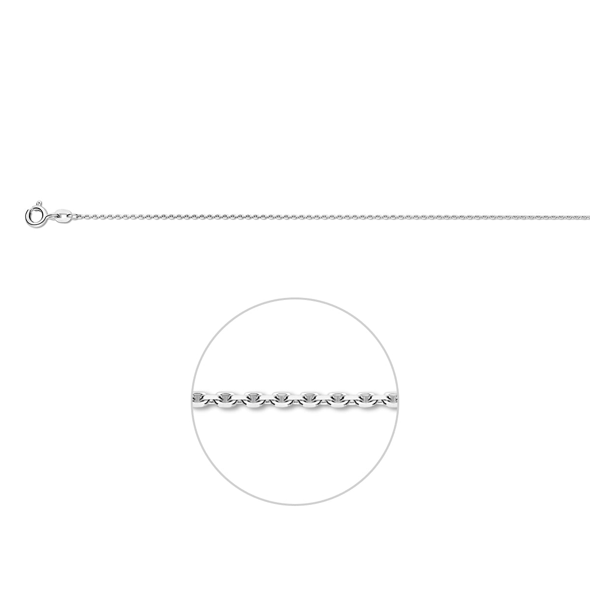 14krt witgouden collier anker gediamanteerd 1,1mm - 50cm