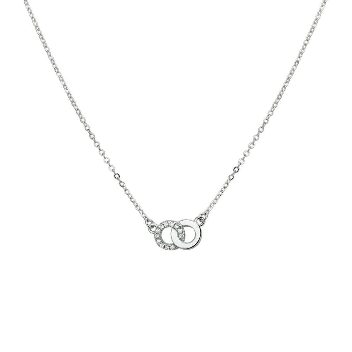 Zilveren collier rondje zirkonia | 42-45cm