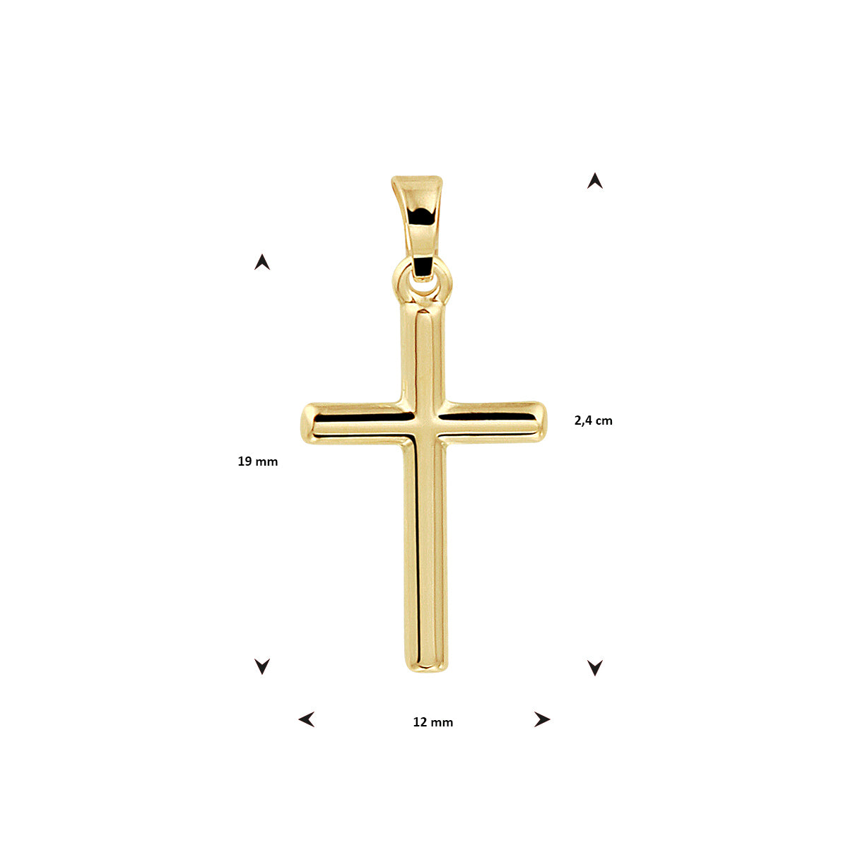 14krt geelgouden hanger kruis | 19x12mm