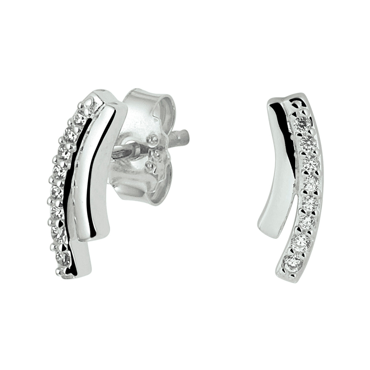 Zilveren oorknoppen zirkonia 4x11,5mm