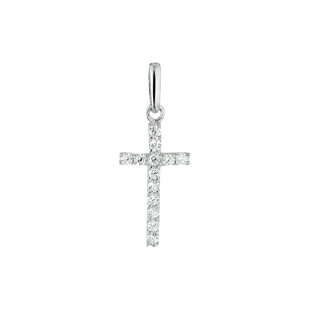 14krt witgouden hanger kruis zirkonia | 8,5x13,5mm