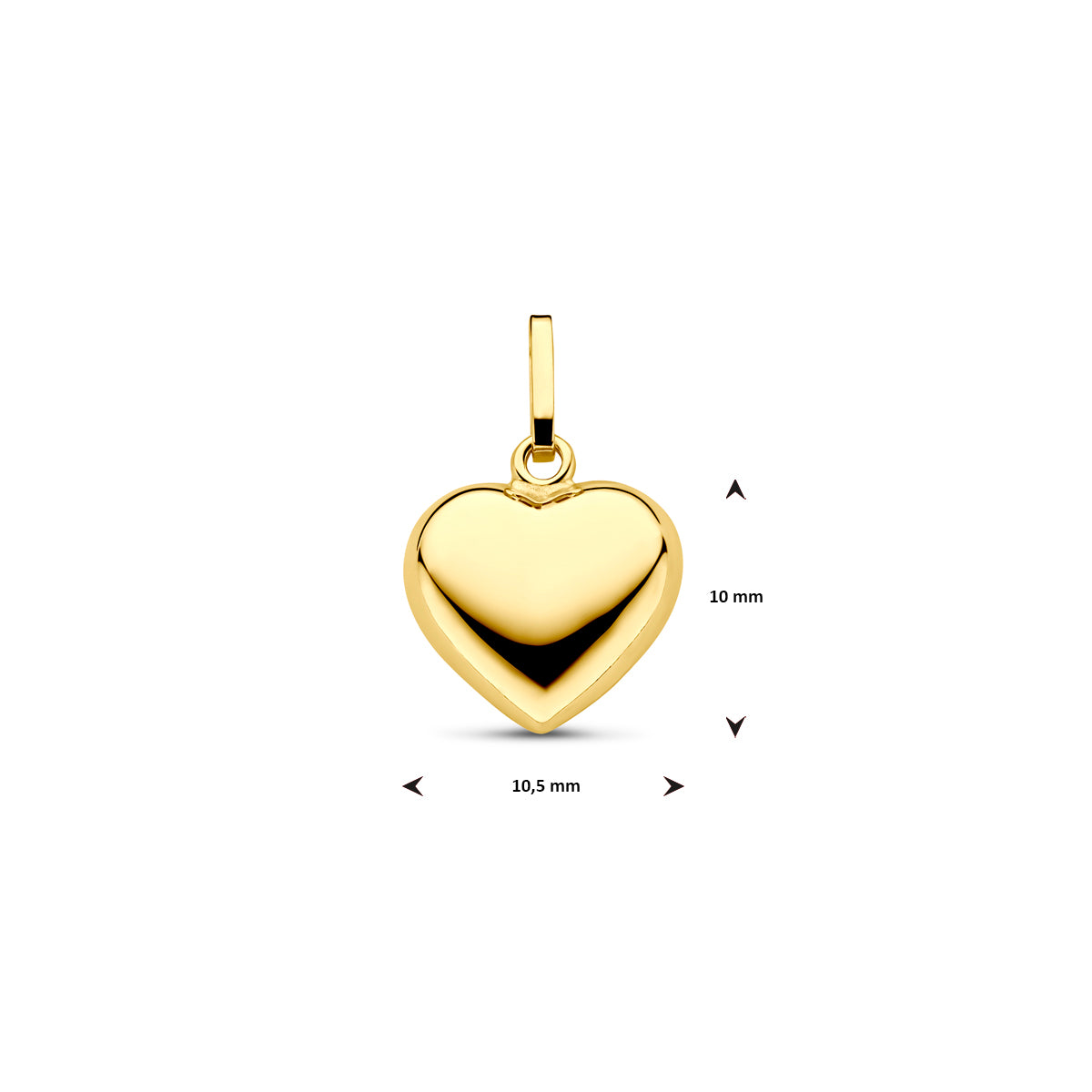 14krt geelgouden hanger hart | 10,5mm