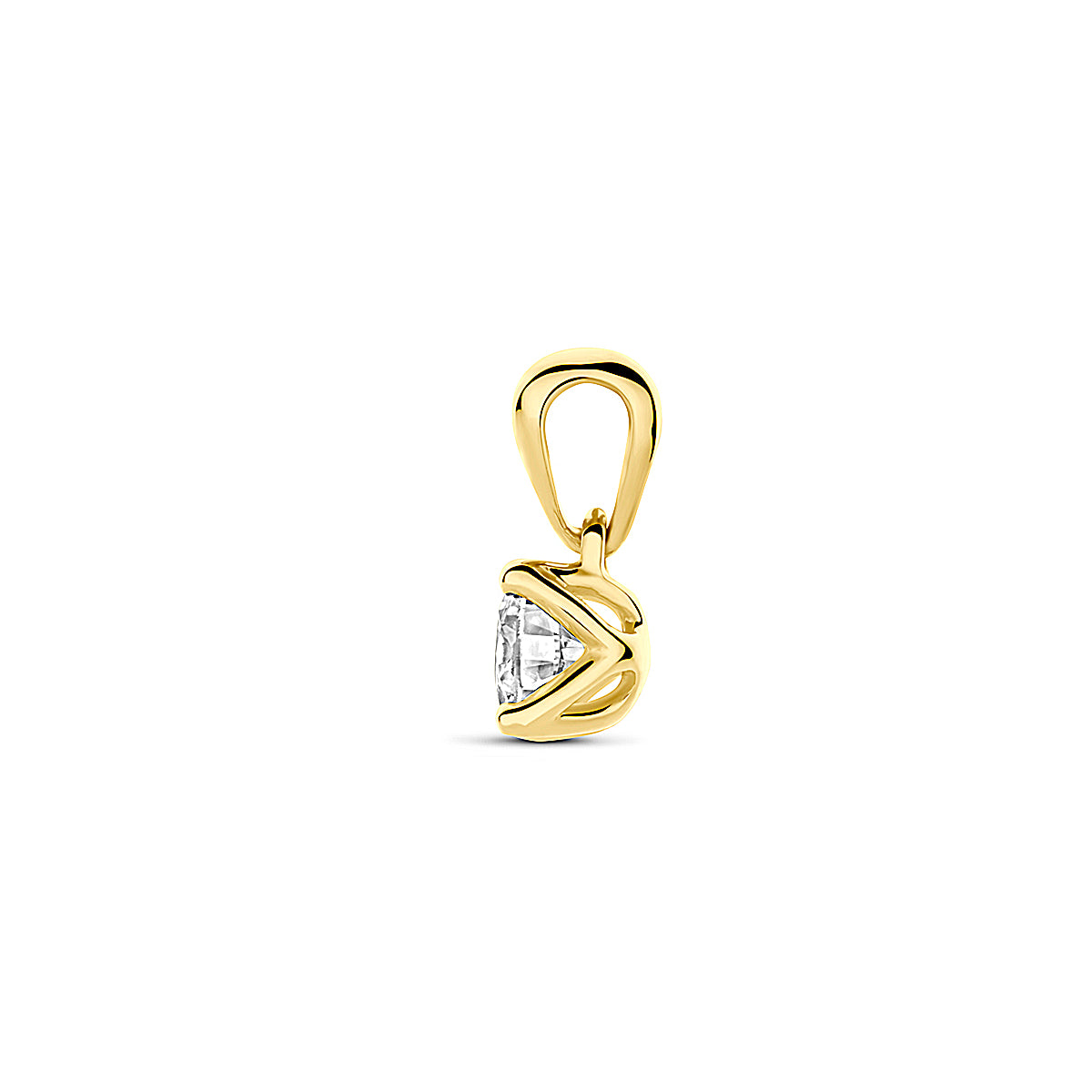 Facette - 14krt geelgouden hanger met LG diamant 0,25ct GHSI | 9,5x4,0mm