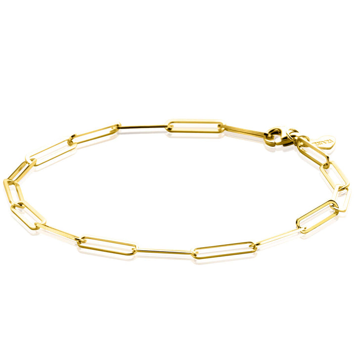 ZINZI Gold 14 krt gouden armband met trendy paperclip/closed for ever schakels 3mm breed. lengte 19cm ZGA386