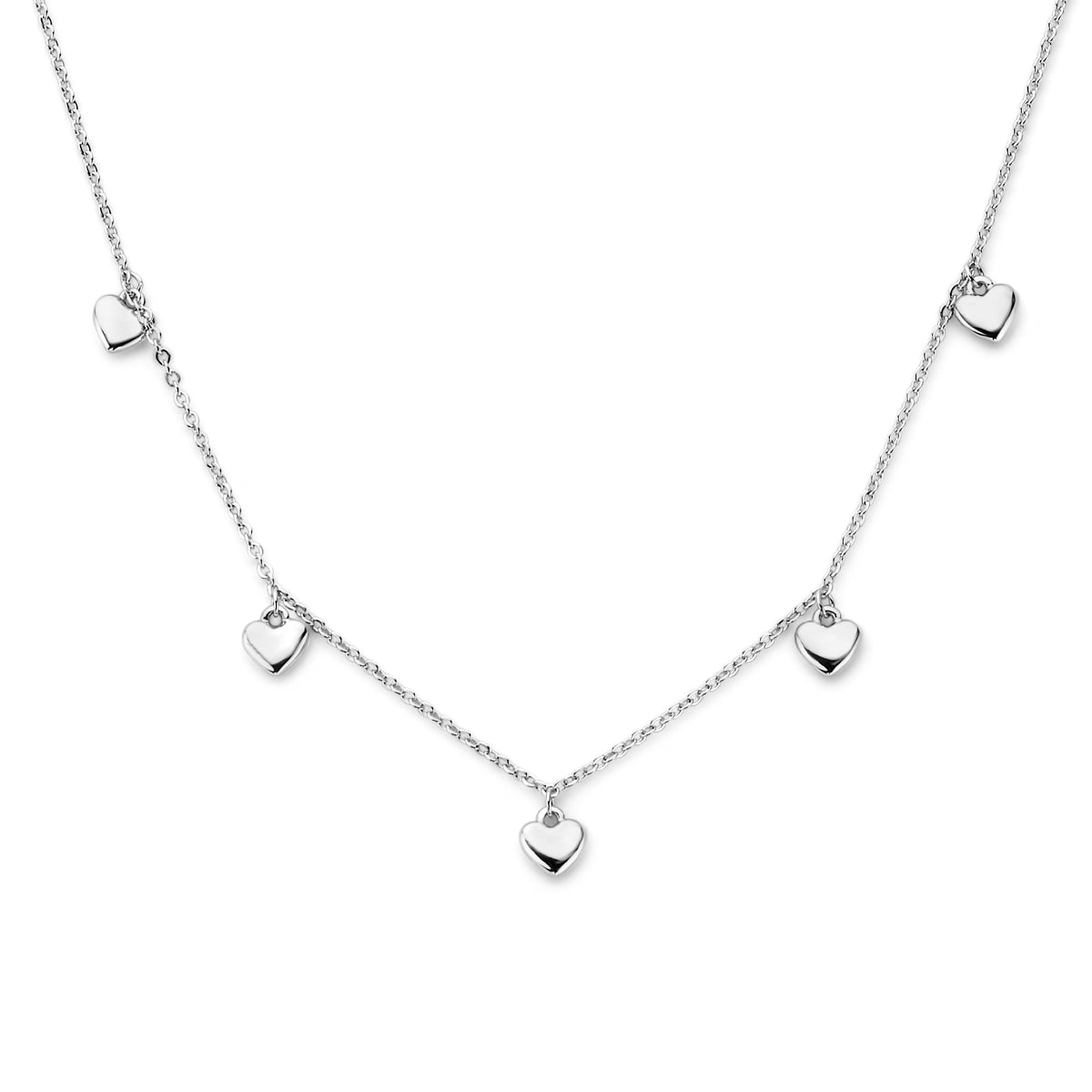 Zilveren collier hartjes | 36+4cm