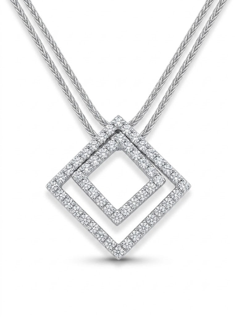 Damiani | 18krt witgouden collier met 52-0.70ct briljant hanger | 45cm