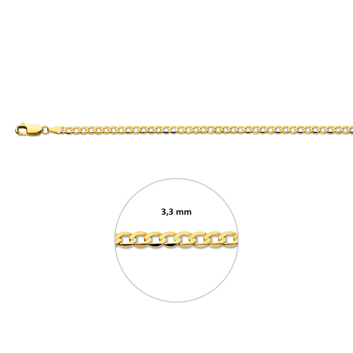 14krt geelgouden collier gourmette 6-zijdes geslepen 3,3mm