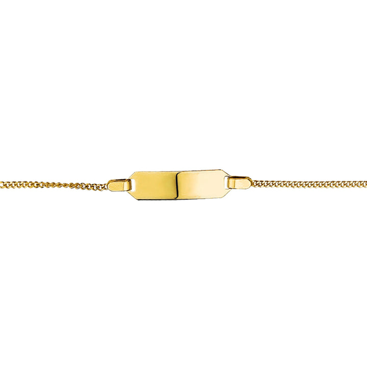 9krt geelgouden graveerarmband gourmette plaat 5mm | 11-13cm