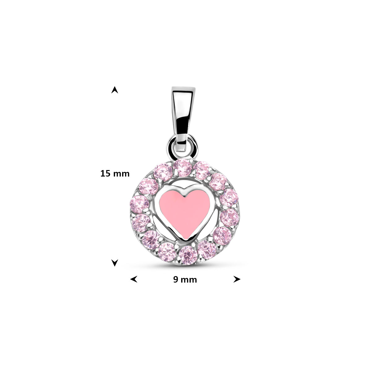 Zilveren hanger emaille hart zirkonia | 15mm