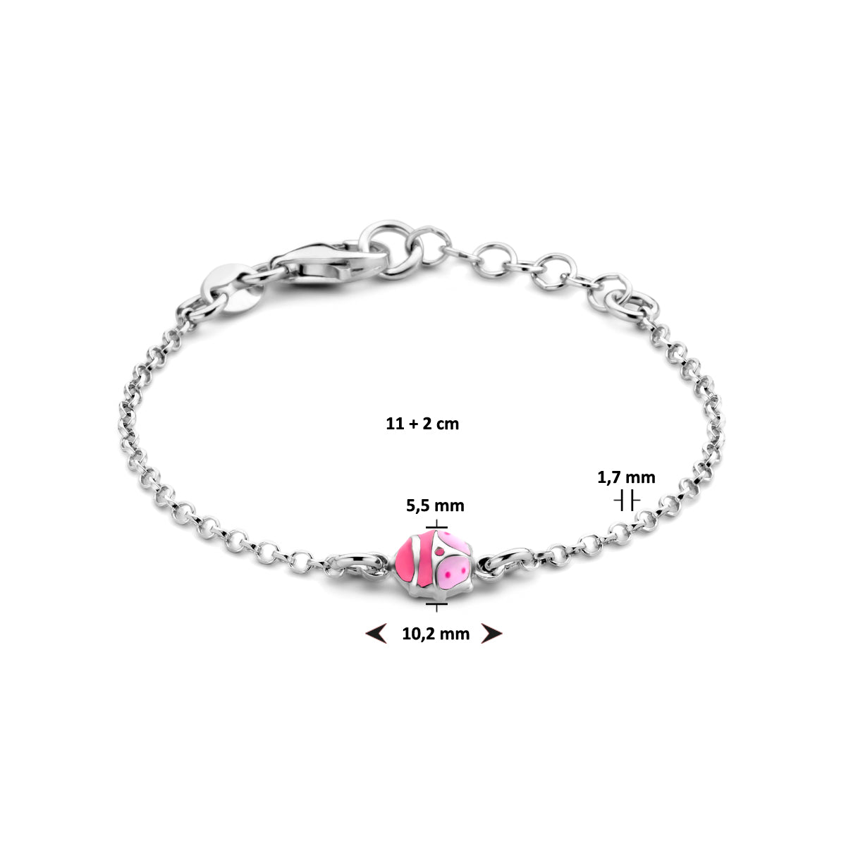 Zilveren armband lieveheersbeestje emaille 1.7mm | 11-13cm