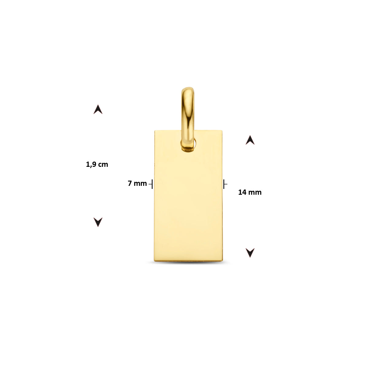 14krt geelgouden graveerhanger 7x19mm