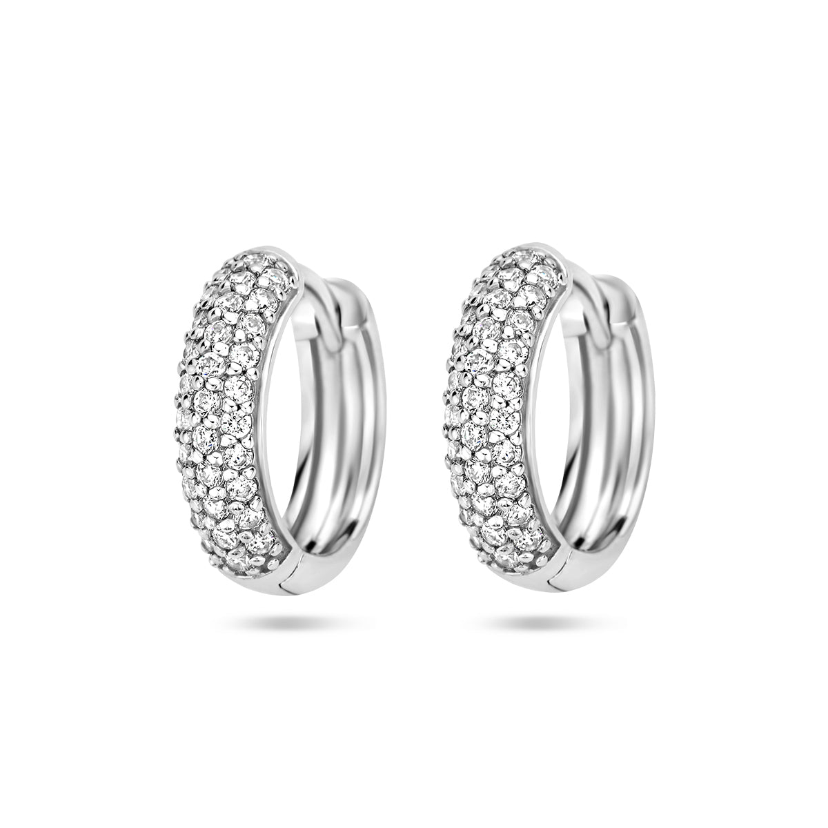 Zilveren klapoorringen zirkonia | 15,5x4mm