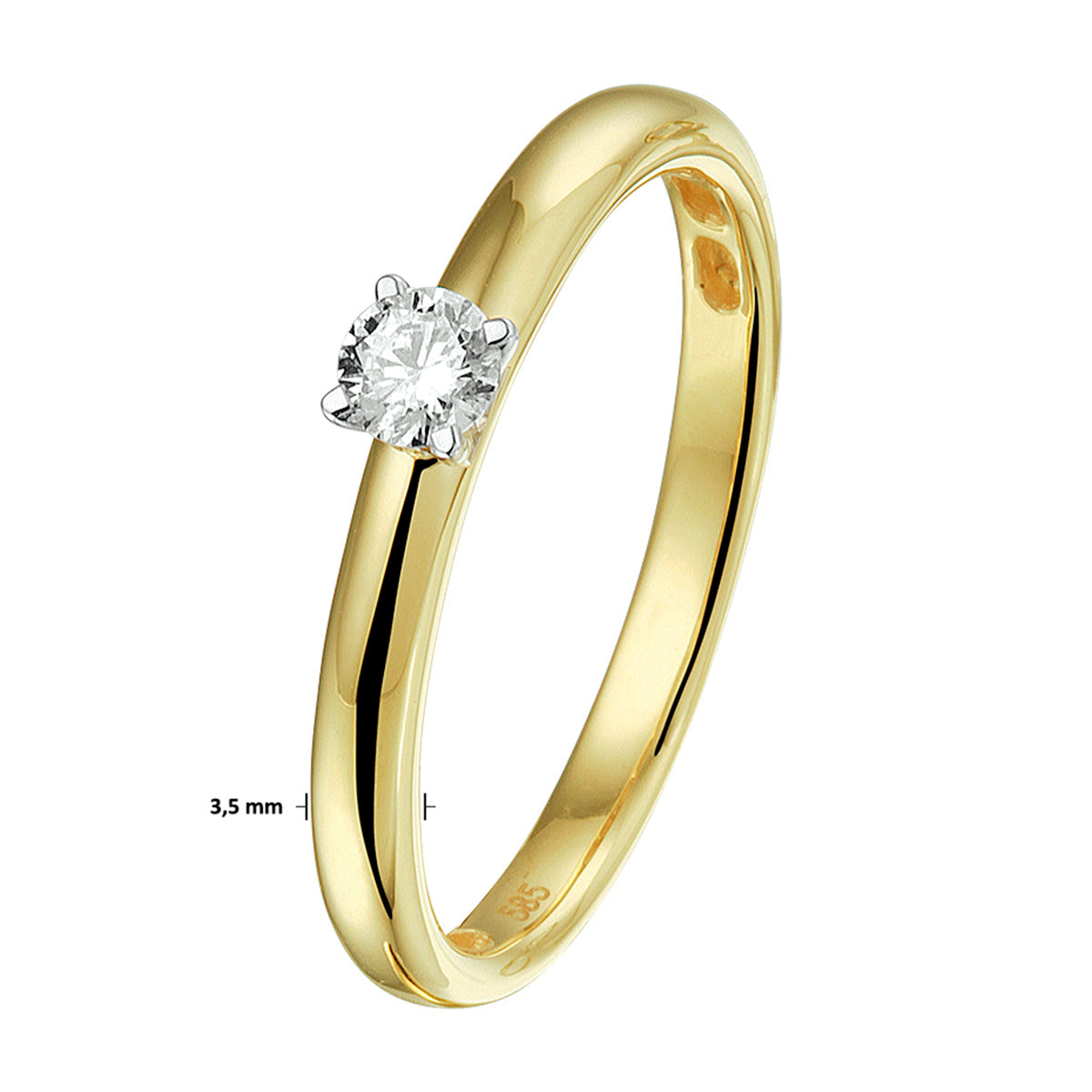 14kt bicolor gouden ring briljant 0.15ct HSI