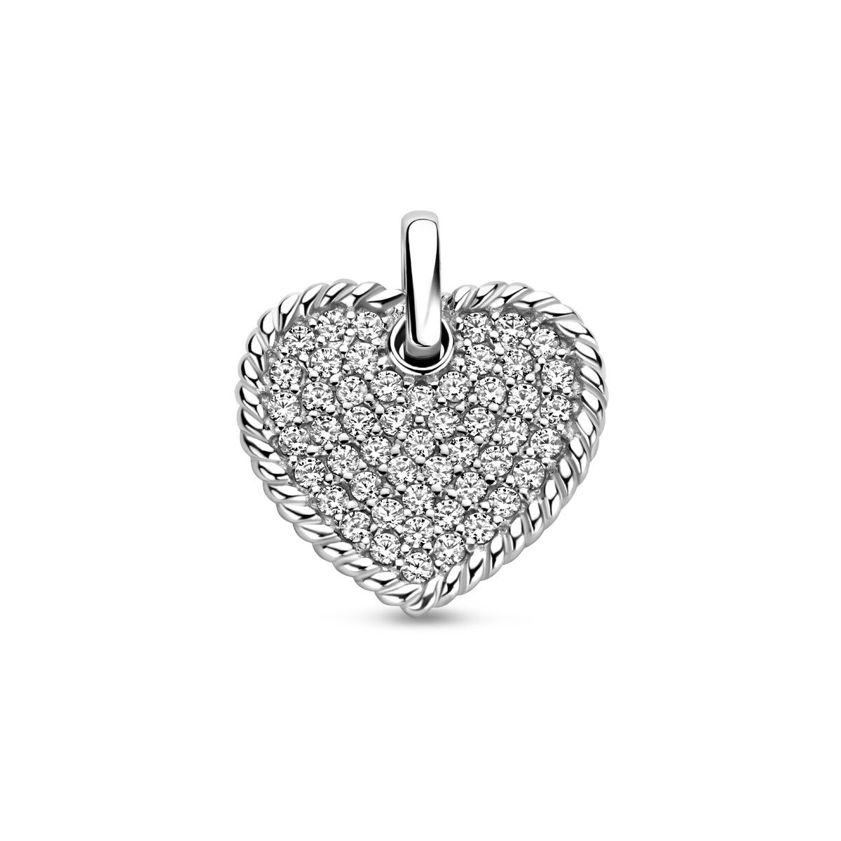 Zilveren hanger hart zirkonia | 14x15mm