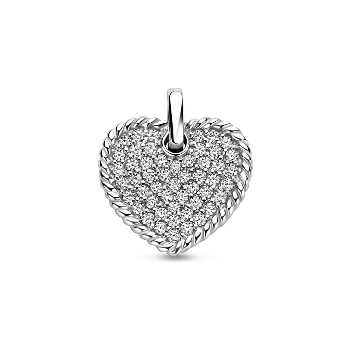 Zilveren hanger hart zirkonia | 14x15mm