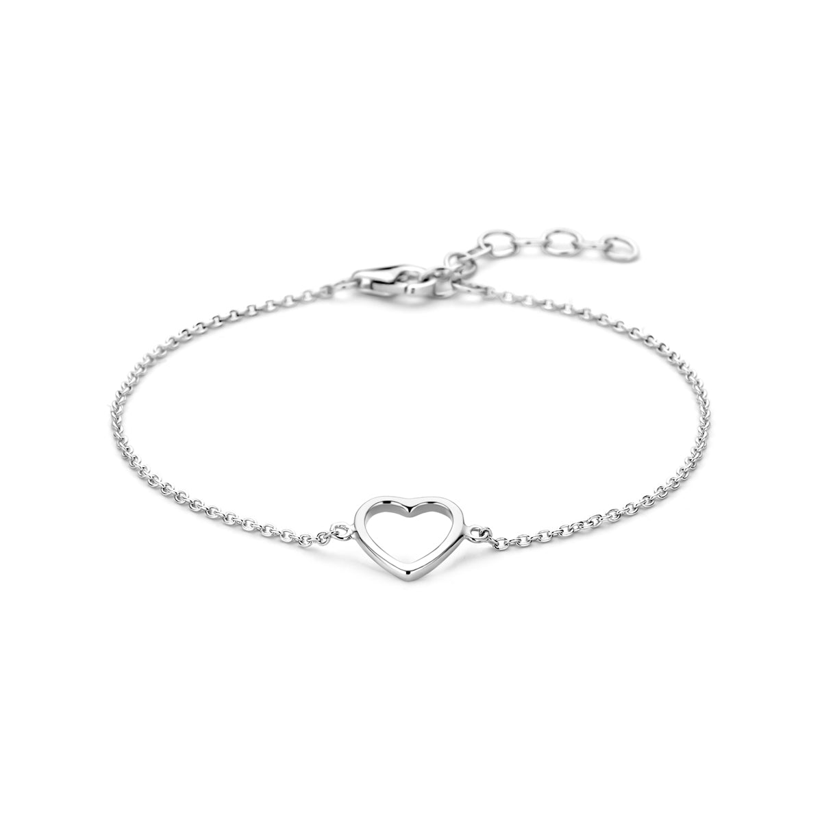 Zilveren armband open hart 9,5x9,5mm | 15,5-18cm