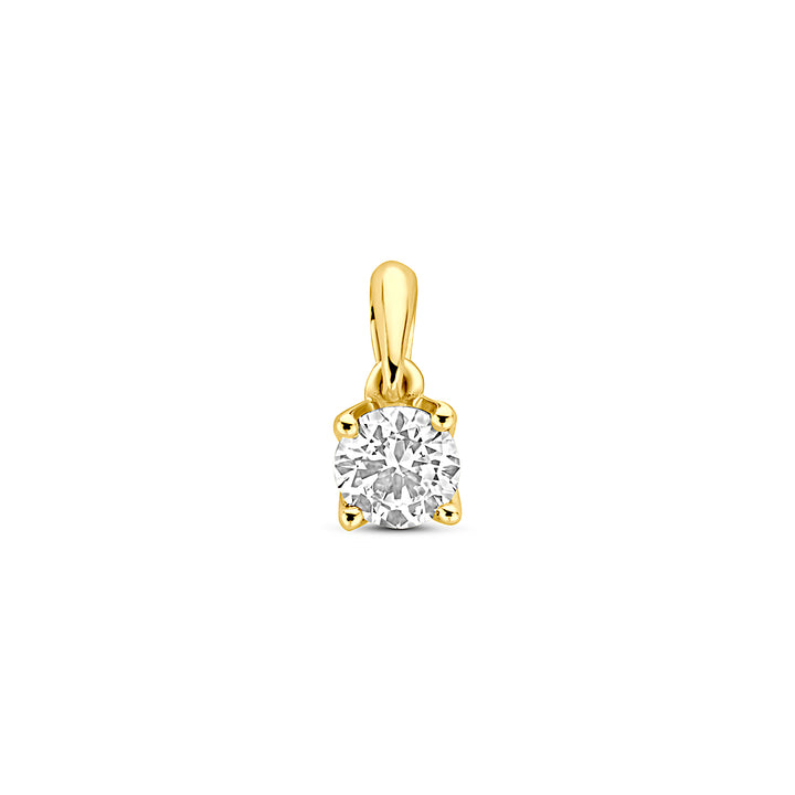 Facette - 14krt geelgouden hanger met LG diamant 0,25ct GHSI | 9,5x4,0mm