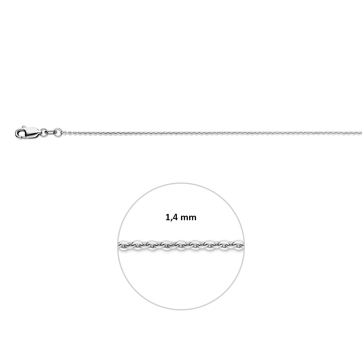 Zilveren lengtecollier - anker plat 1,4mm