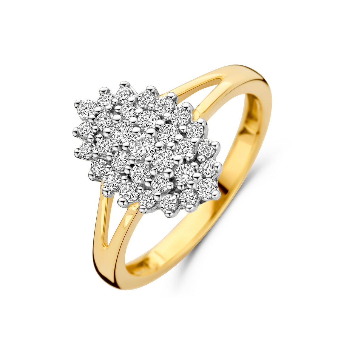 Facette - 14krt geelgouden ring met LG diamant 0.48ct HSI