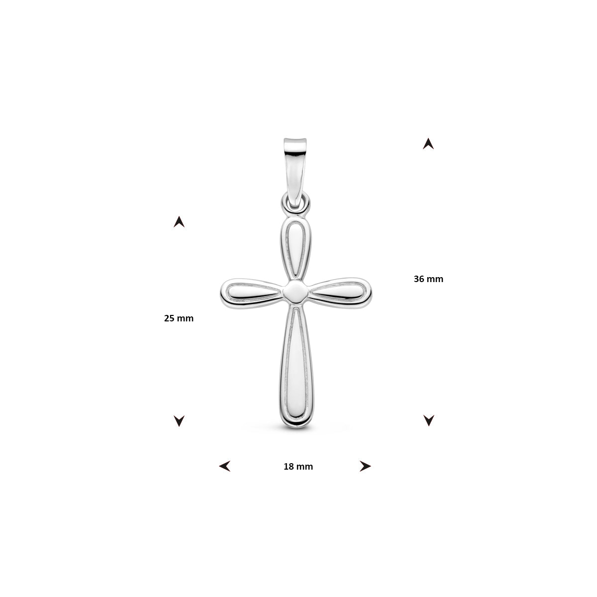 Zilveren hanger kruis | 25x16mm