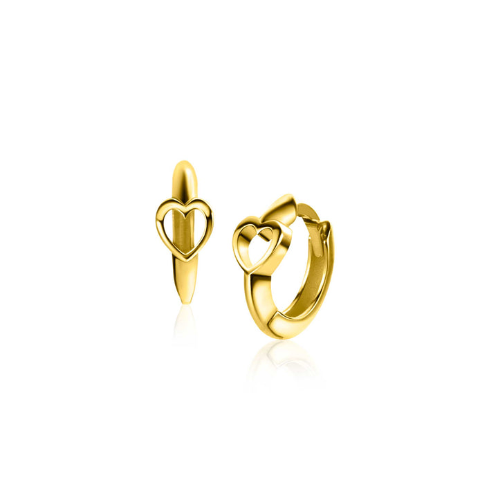 10mm ZINZI Gold 14 krt gouden oorRing met open harten. luxe klapsluiting 10 x 1.6mm ZGO449