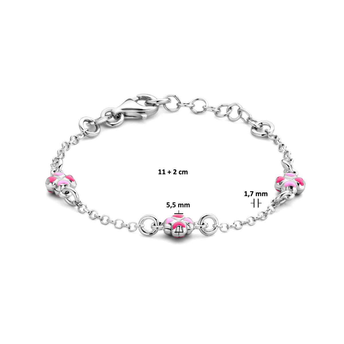 Zilveren armband klavertjes emaille 1,7mm | 11-13cm