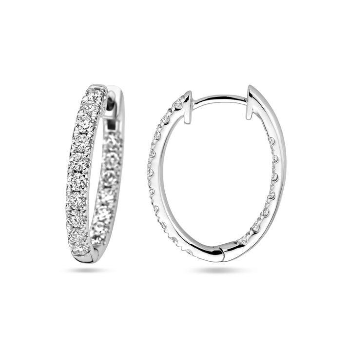 Facette - 14krt witgouden creolen met LG diamant 0,96ct GHSI | 20x2,5mm