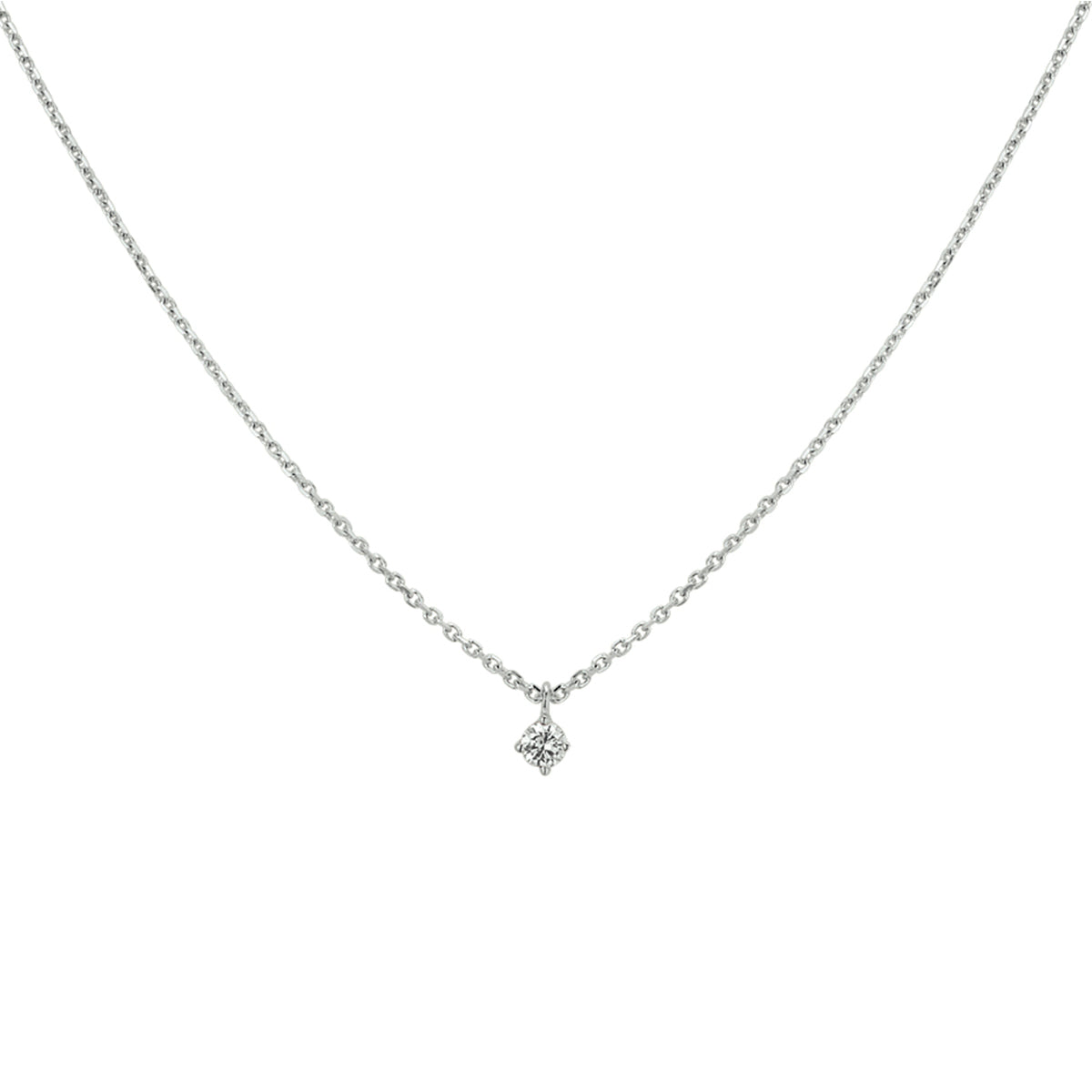 14krt witgouden collier diamant 0.10ct hsi 41-43-45cm