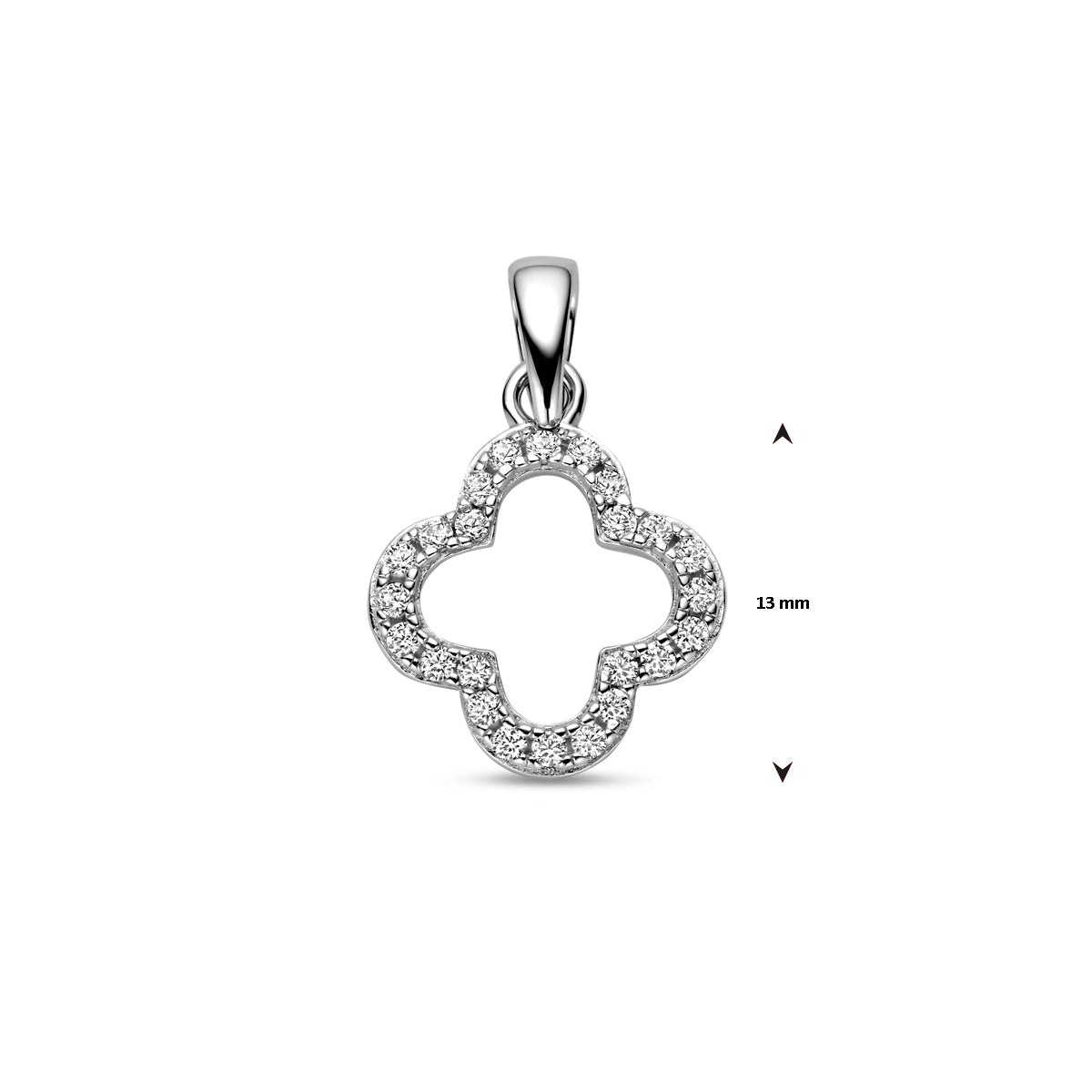 zilveren hanger zirkonia bloem 13x20mm