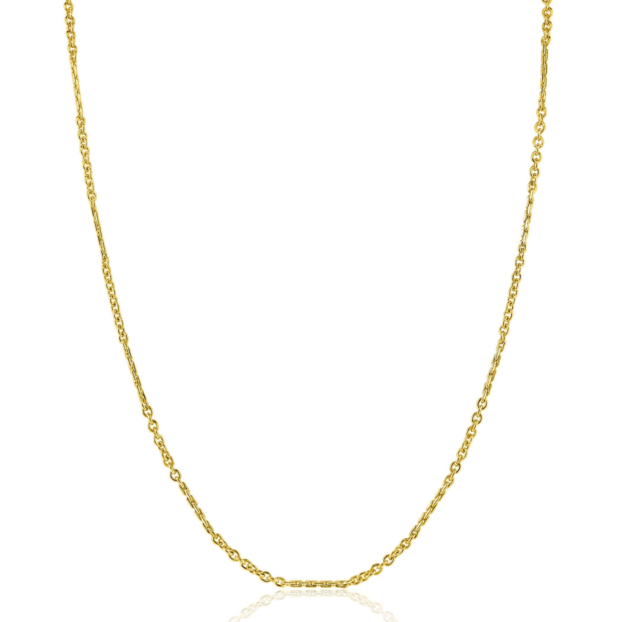 ZINZI Gold 14 karaat gouden massieve ketting met bewerkte gedraaide staafjes en fijne jasseron schakels 2mm breed 41-43cm ZGC500