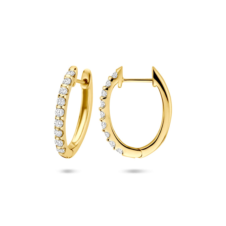 Facette - 14krt geelgouden creolen met LG diamant 0,25ct GHSI | 19,5x2,0mm