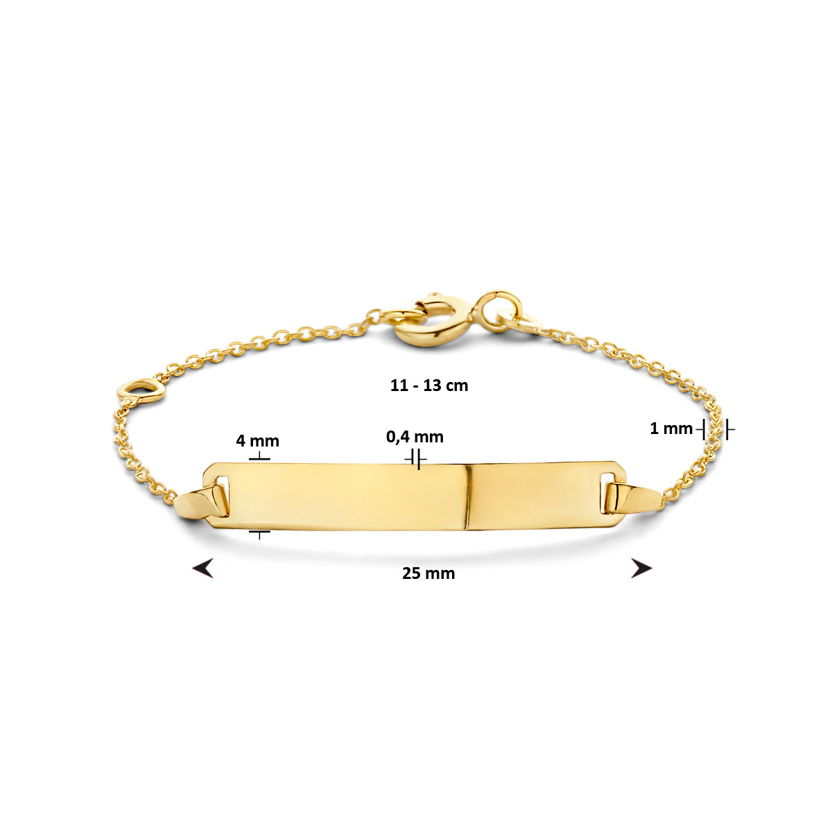 9krt geelgouden graveerarmband anker plaat 4mm | 11-13cm