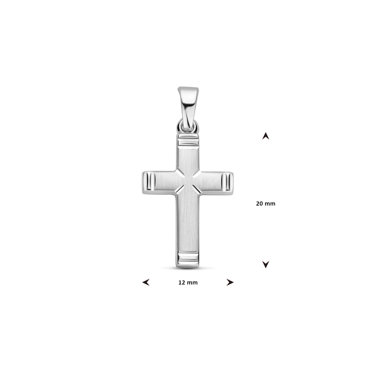 Zilveren hanger kruis gematteerd & gediamanteerd | 20x12mm