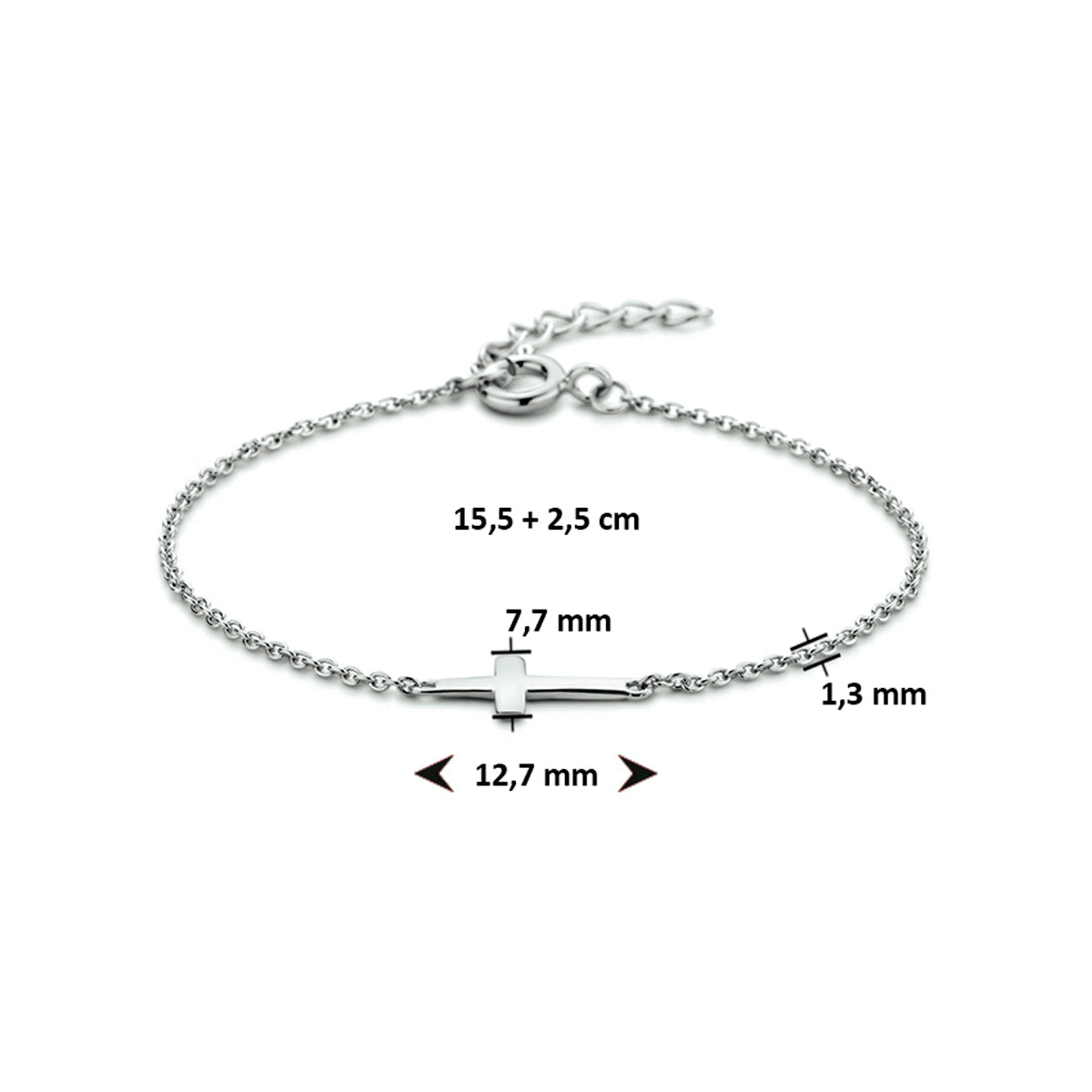 Zilveren armband kruis 7,7mm | 15,5-18cm