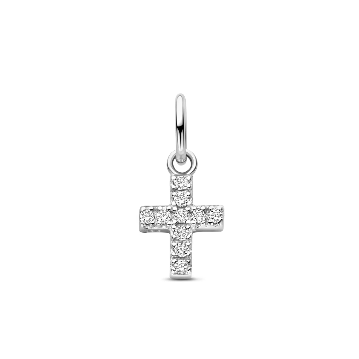 Zilveren hanger kruis zirkonia | 15,5x7mm