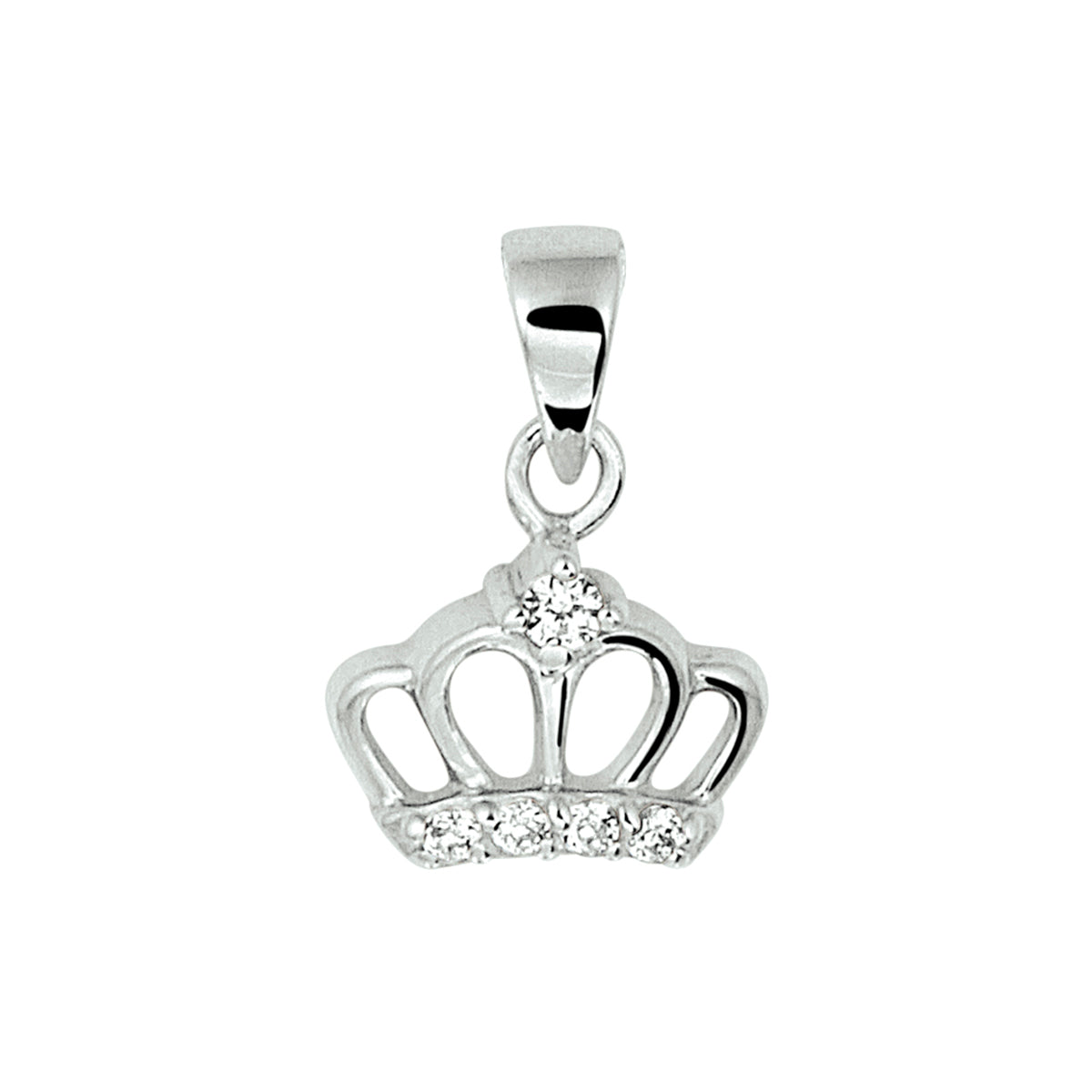 Zilveren hanger kroon zirkonia | 10x15mm